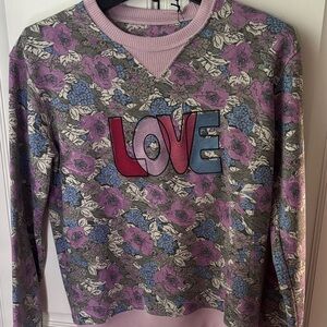 Floral LOVE Graphic Sweatshirt in Lavender and Blue